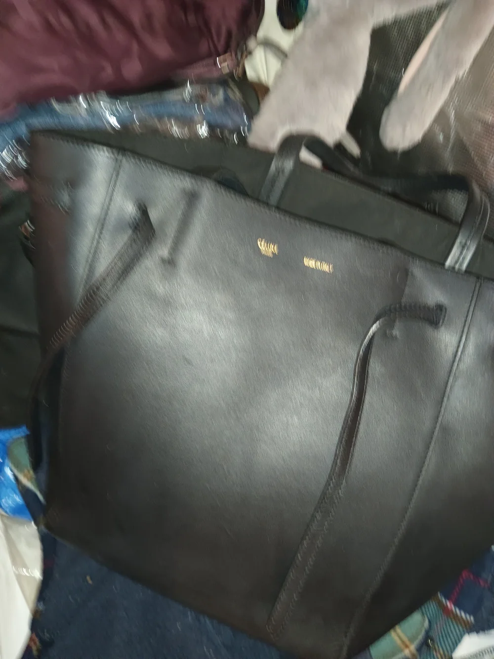 Celine Black Leather Tote Bag - Sleek Everyday Carry